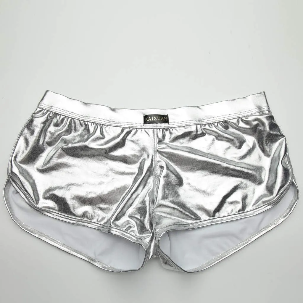 Sexy Underpants Men Fashion Imitation Leather Pants Solid Color Lacquer Leather Fitting Comfortable Boxer Brief