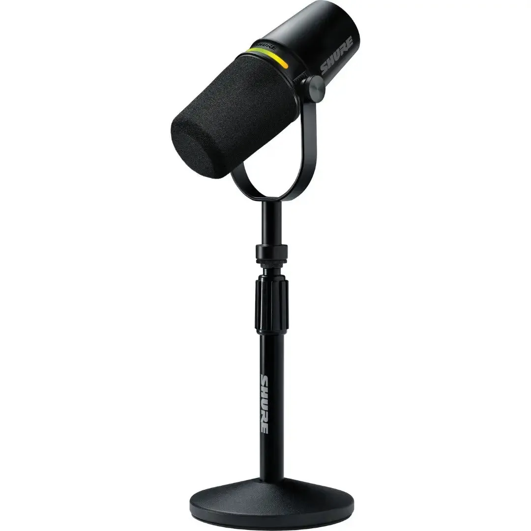 Shure MV7 -K Podcast XLR/USB Microphone Bundle with Gator Desktop Stand (Black)