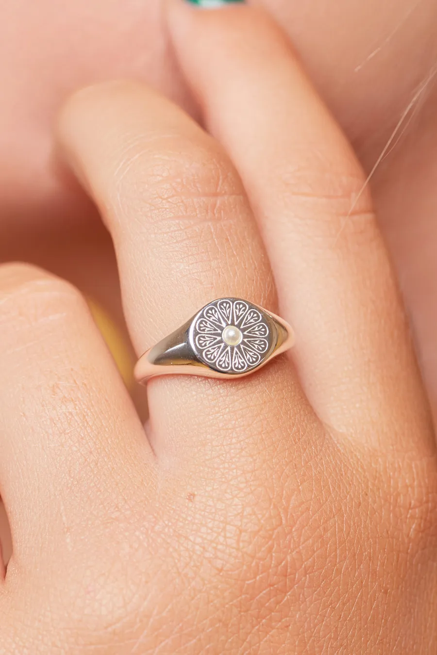 Silver Birthstone Ring - June/Pearl