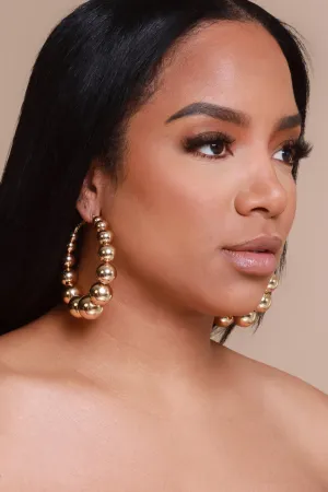 So Popular Beaded Hoop Earrings - Gold