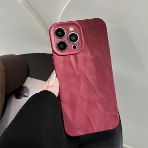 Soft Solid Color Wrinkle Texture Phone Case for iPhone 15 14 13 12 11 Pro Max XR X XS Max 8 7 Plus SE 2022 Matte Silicone Cover,red,for iPhone15 Pro