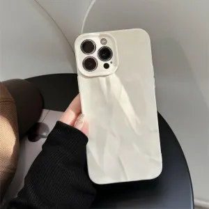 Soft Solid Color Wrinkle Texture Phone Case for iPhone 15 14 13 12 11 Pro Max XR X XS Max 8 7 Plus SE 2022 Matte Silicone Cover,White,for iPhone15 Pro