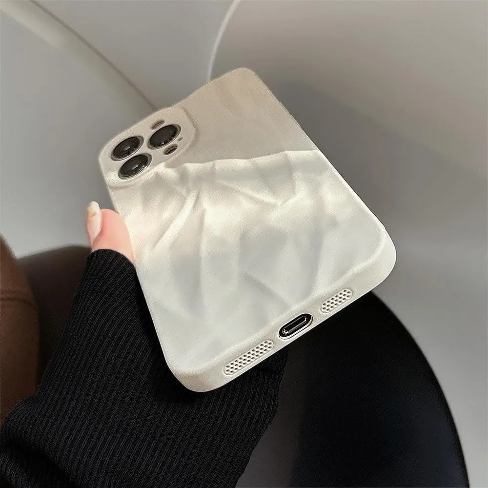 Soft Solid Color Wrinkle Texture Phone Case for iPhone 15 14 13 12 11 Pro Max XR X XS Max 8 7 Plus SE 2022 Matte Silicone Cover,White,for iPhone15 Pro