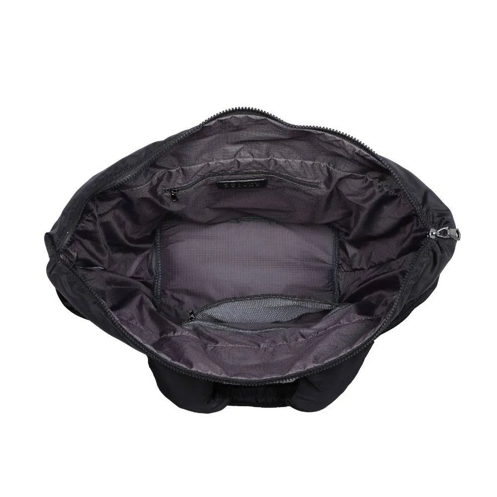 Sol and Selene Intuition East West Woven Nylon Tote: Black | Nylon Puffer Large Tote