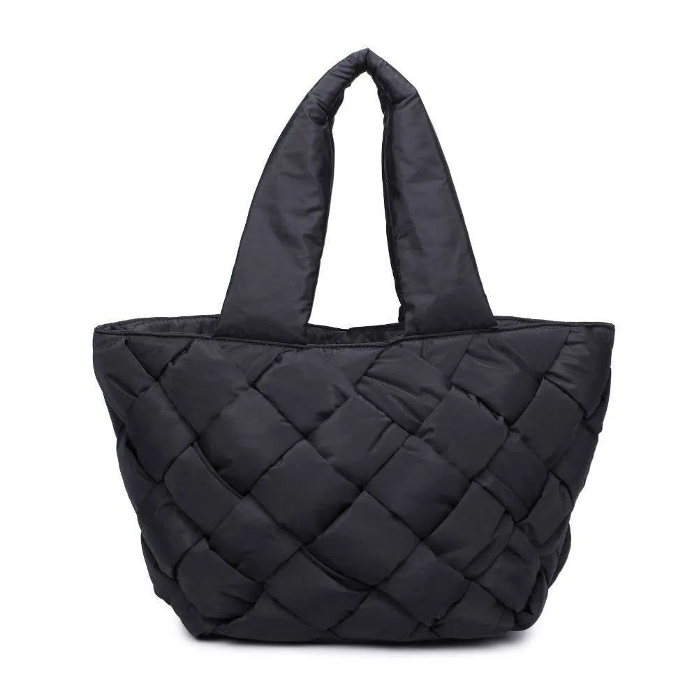 Sol and Selene Intuition East West Woven Nylon Tote: Black | Nylon Puffer Large Tote