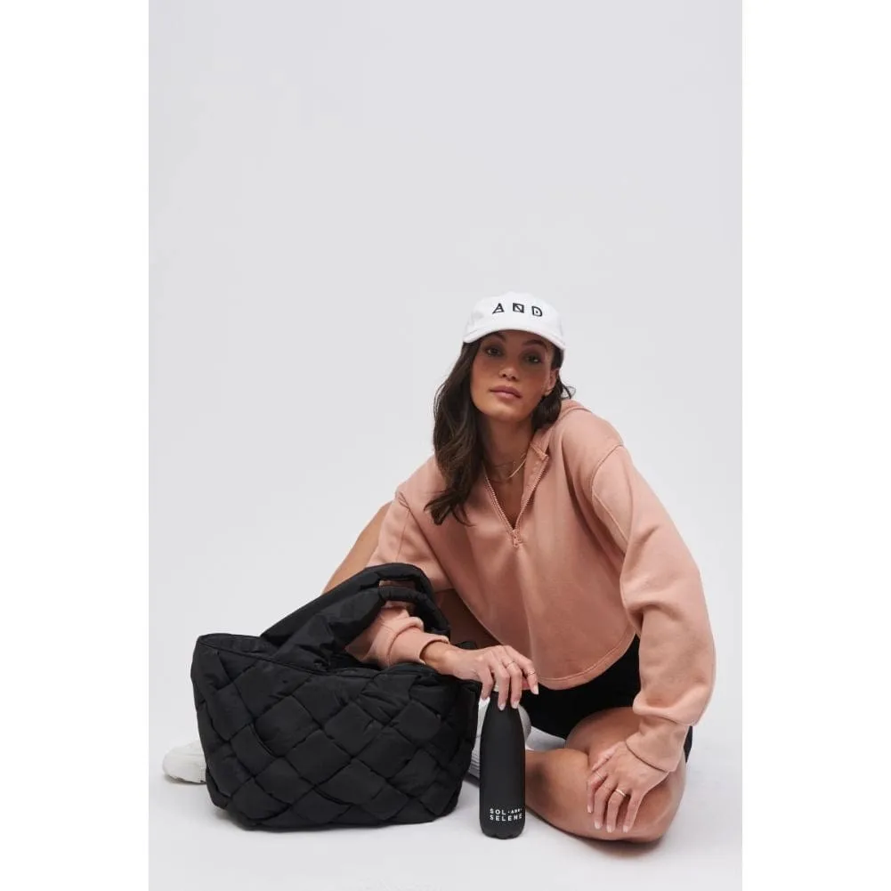 Sol and Selene Intuition East West Woven Nylon Tote: Black | Nylon Puffer Large Tote
