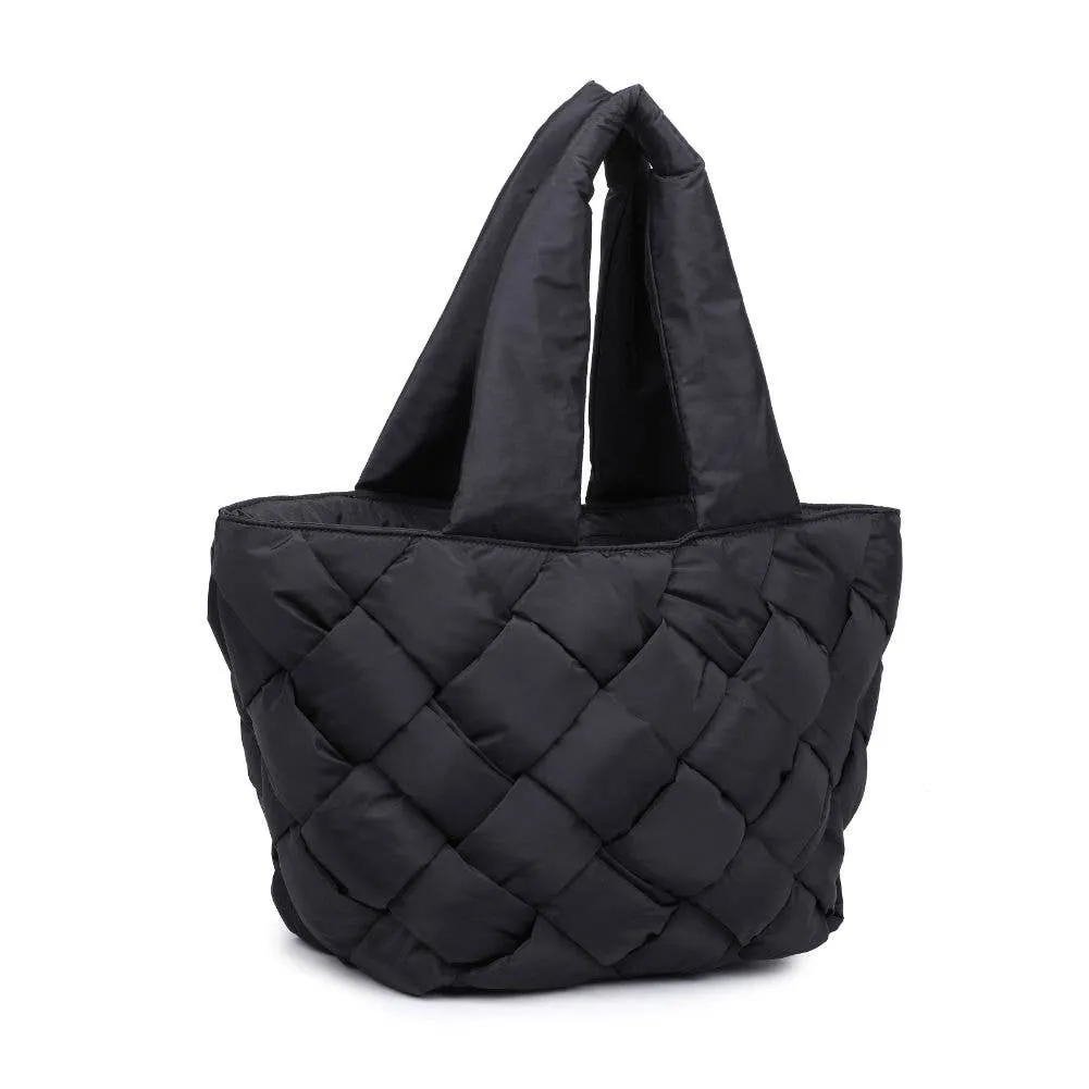 Sol and Selene Intuition East West Woven Nylon Tote: Black | Nylon Puffer Large Tote