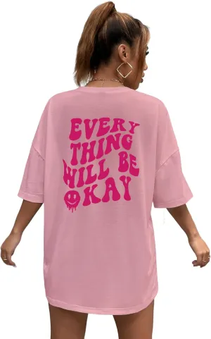 SOLY HUX Women's Oversized T Shirts Graphic Tees Letter Print Casual Trendy Summer Loose Tops