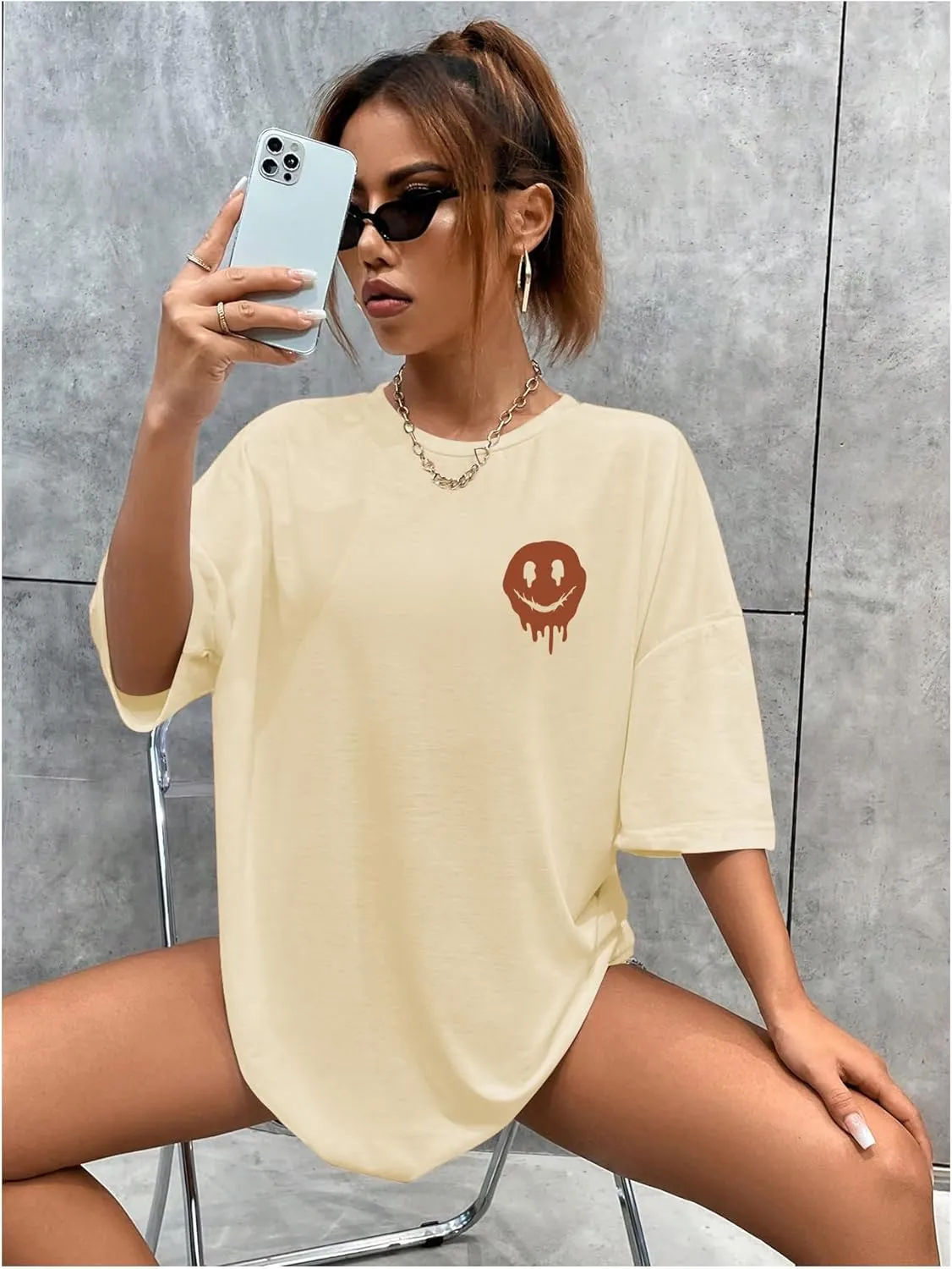 SOLY HUX Women's Oversized T Shirts Graphic Tees Letter Print Casual Trendy Summer Loose Tops