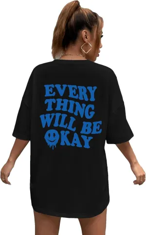 SOLY HUX Women's Oversized T Shirts Graphic Tees Letter Print Casual Trendy Summer Loose Tops