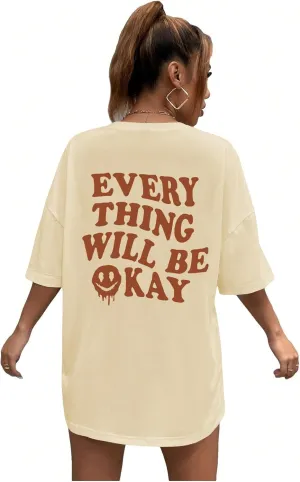 SOLY HUX Women's Oversized T Shirts Graphic Tees Letter Print Casual Trendy Summer Loose Tops