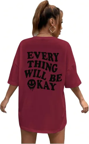 SOLY HUX Women's Oversized T Shirts Graphic Tees Letter Print Casual Trendy Summer Loose Tops