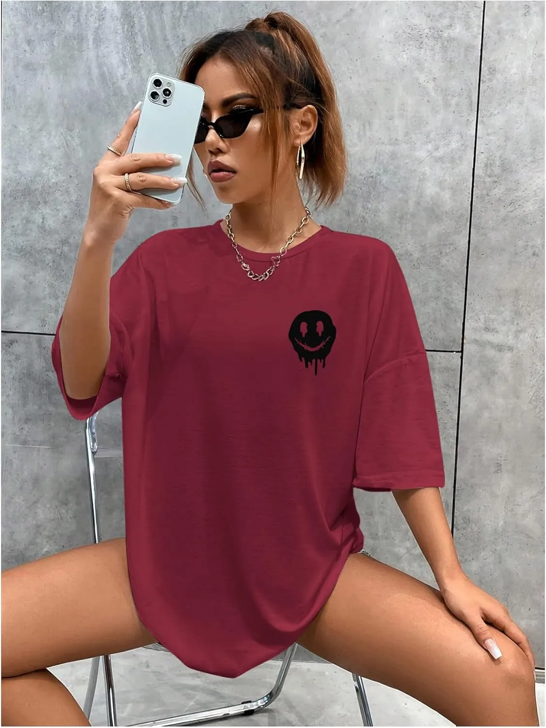 SOLY HUX Women's Oversized T Shirts Graphic Tees Letter Print Casual Trendy Summer Loose Tops