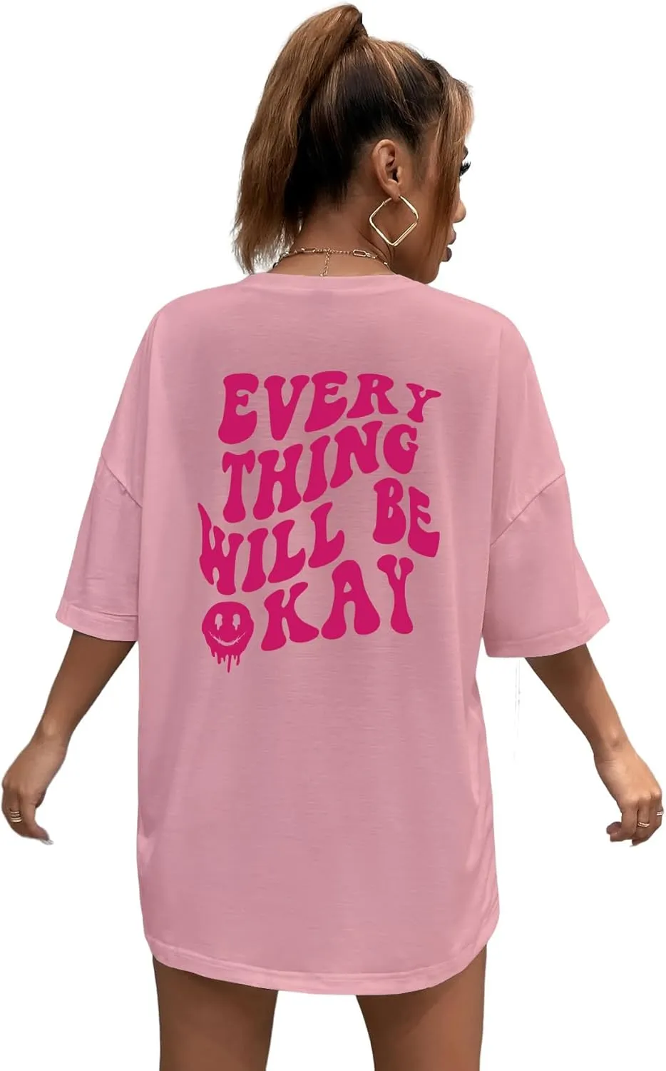 SOLY HUX Women's Oversized T Shirts Graphic Tees Letter Print Casual Trendy Summer Loose Tops