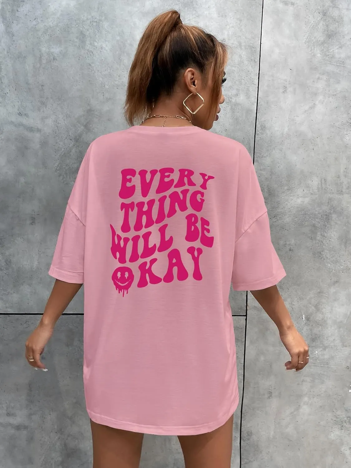SOLY HUX Women's Oversized T Shirts Graphic Tees Letter Print Casual Trendy Summer Loose Tops