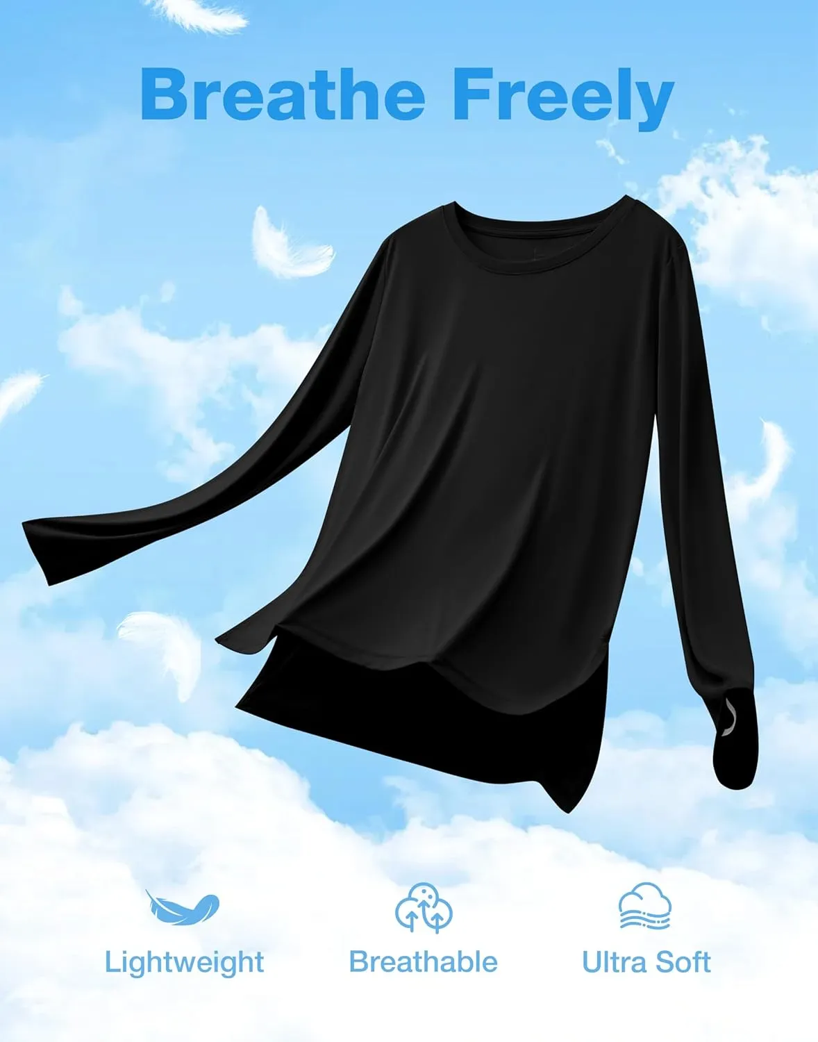 Soothfeel Women's Sun Shirts UPF 50  Long Sleeve UV Protection Workout Hiking Tops Lightweight Quick Dry SPF Outdoor Shirt