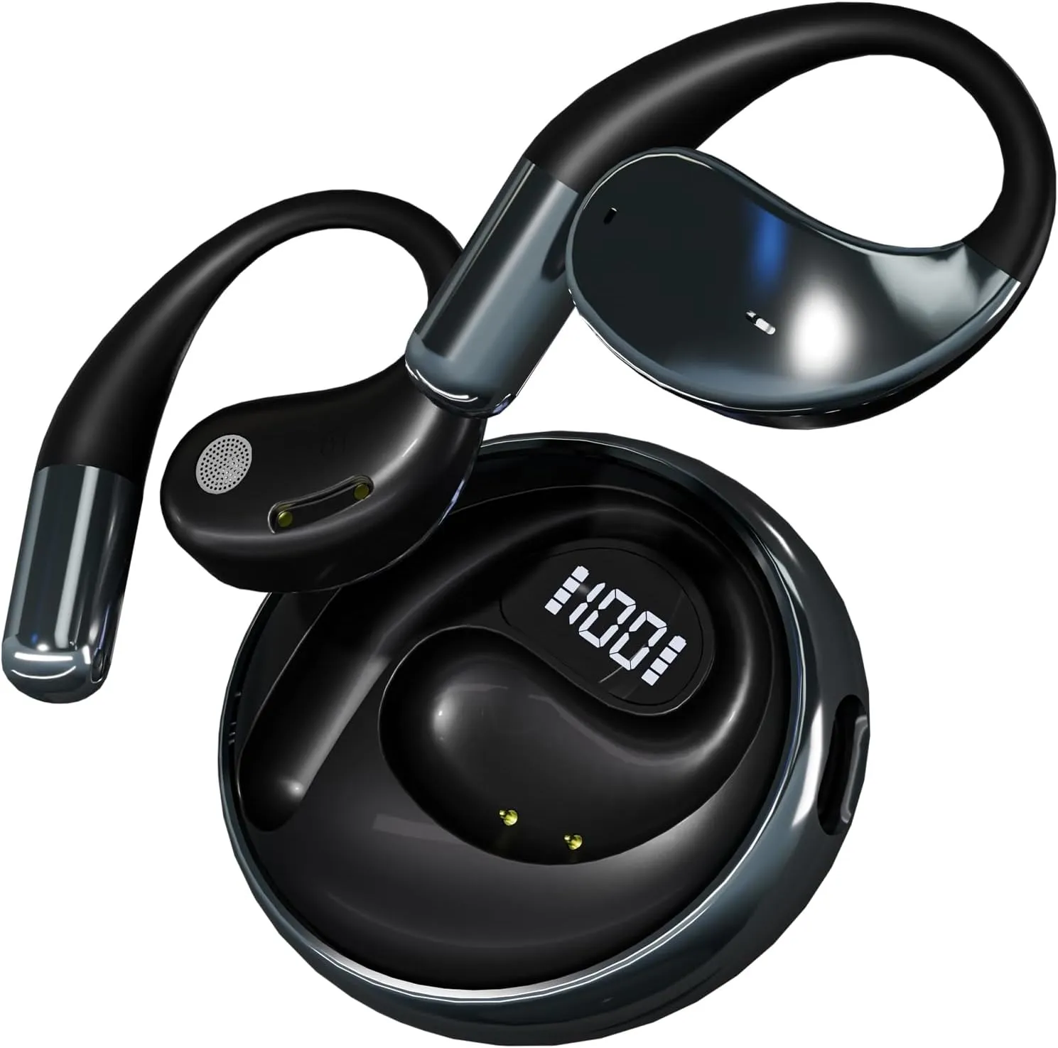 Souroyea Translation Earbuds - 139 Languages Translator Earbuds, Open Ear Headphones Wireless Bluetooth Headset, AI Instant Translating & Two-Way Recording Earphones with Free App SubscriptionBlack