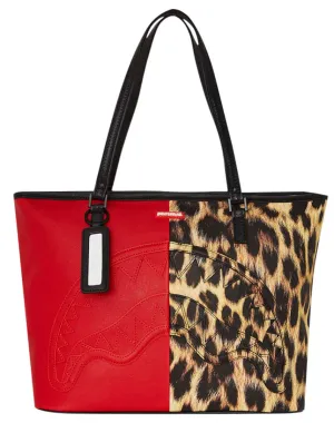 Sprayground Shark Miles Per Hour Tote In Red Leopard