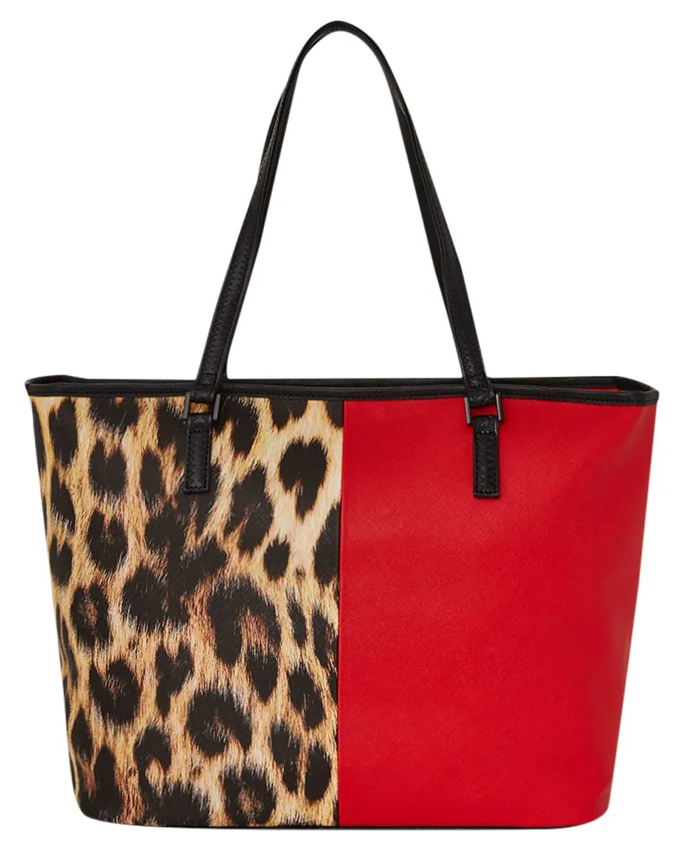 Sprayground Shark Miles Per Hour Tote In Red Leopard