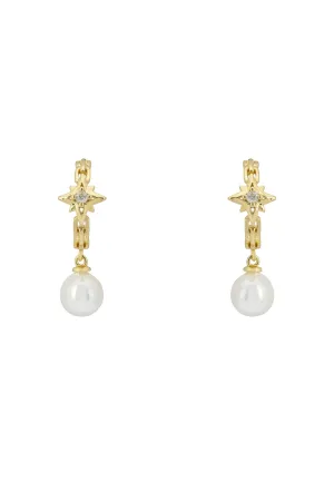 Starburst Pearl Hoop Earrings dipped in Gold
