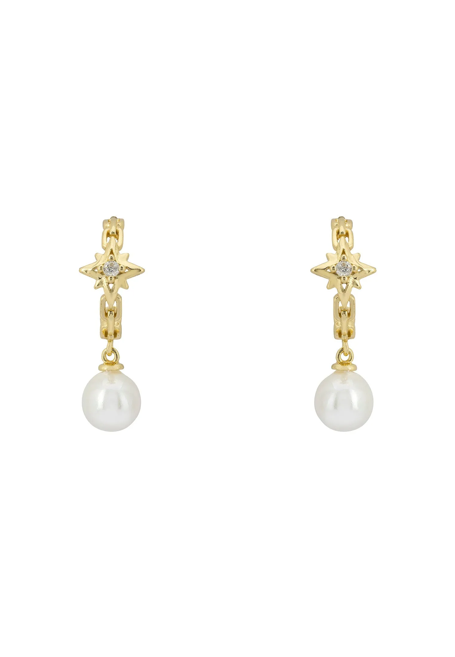 Starburst Pearl Hoop Earrings dipped in Gold