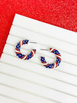 Stars & Stripes Enamel Hoop Earrings