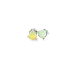 Sterling Silver 5mm Heart shape White Opal studs
