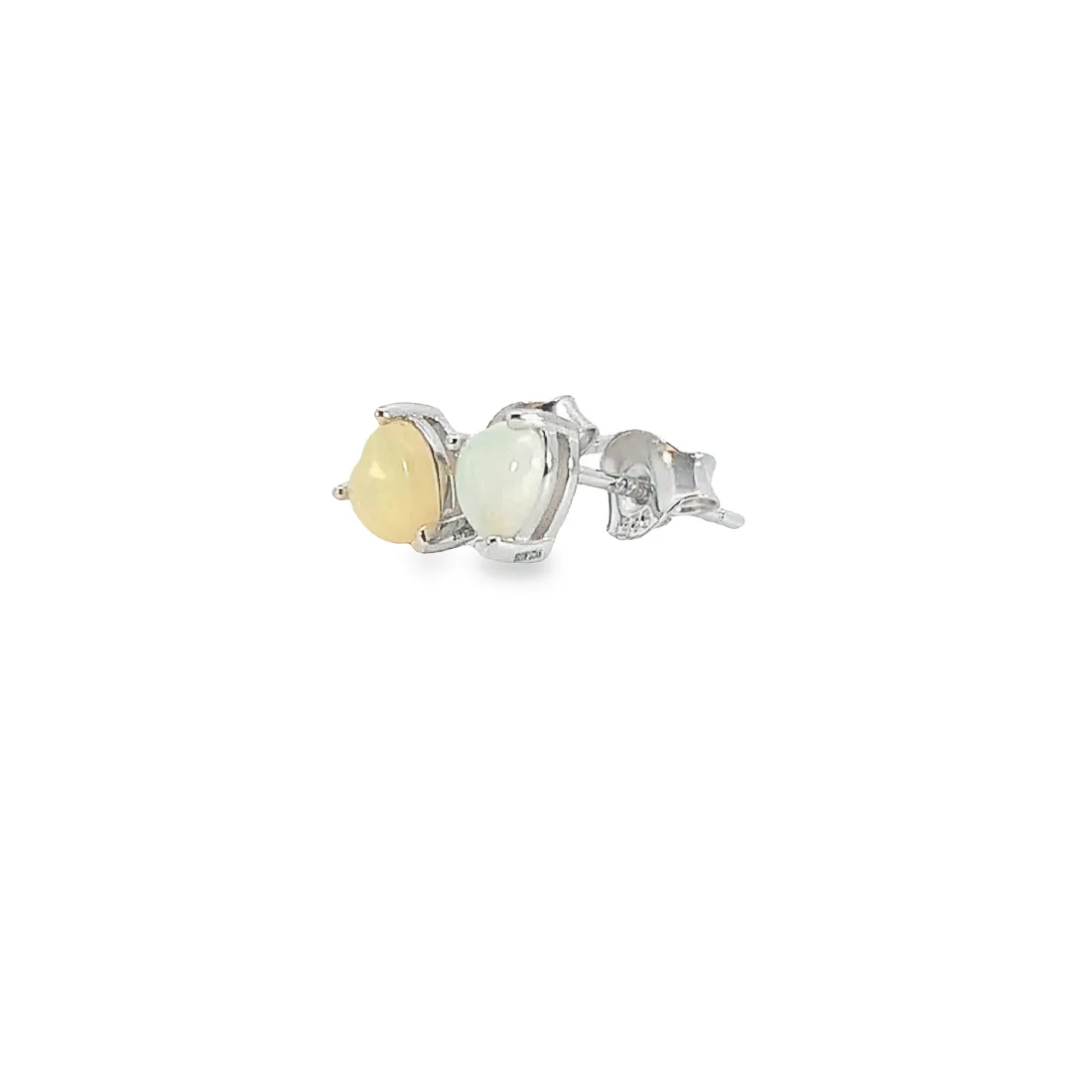 Sterling Silver 5mm Heart shape White Opal studs