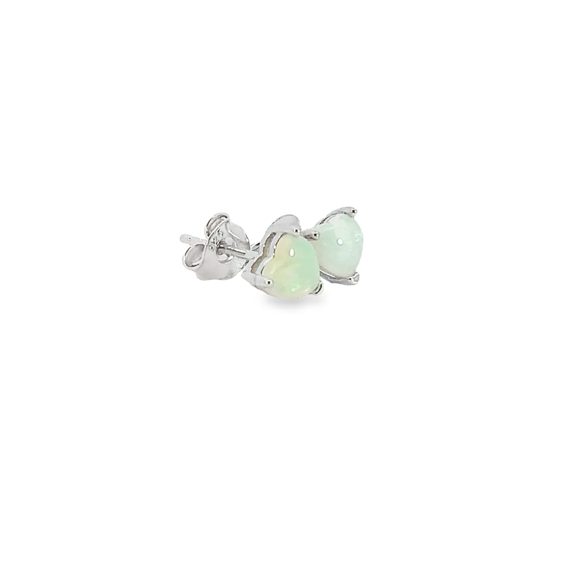 Sterling Silver 5mm Heart shape White Opal studs