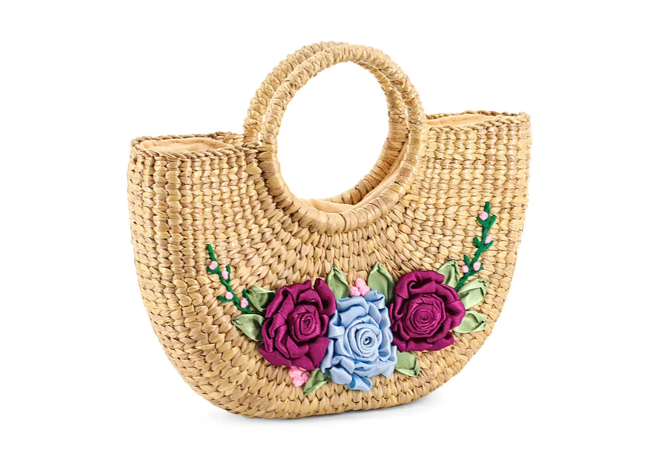 Straw Handbag Pattern Ribbon