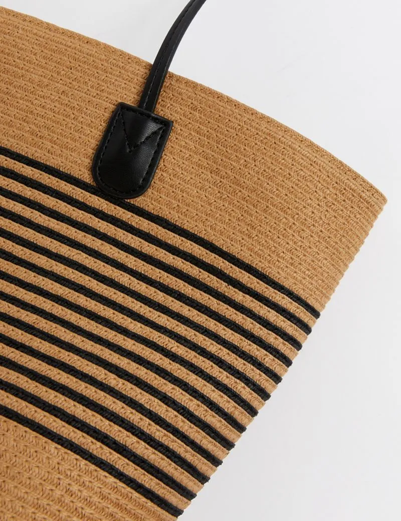 Straw Striped Tote Bag