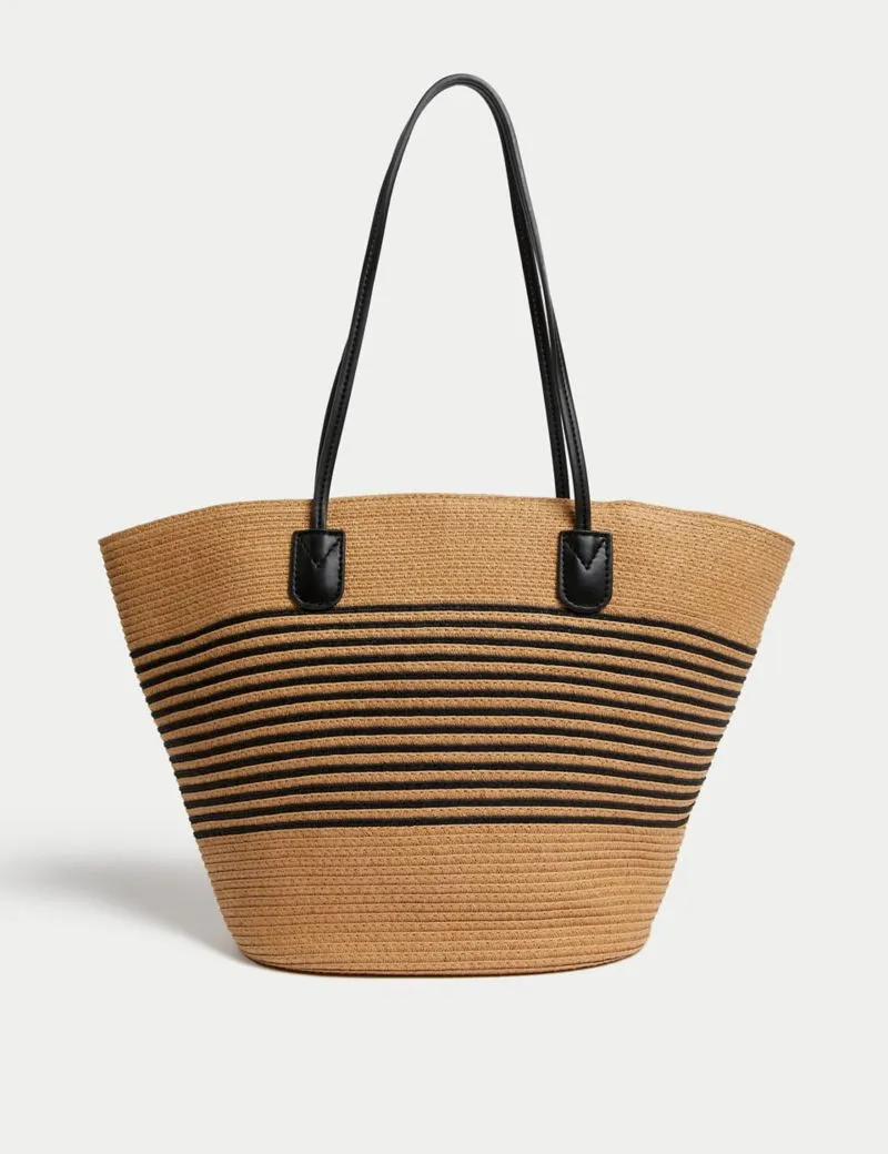 Straw Striped Tote Bag