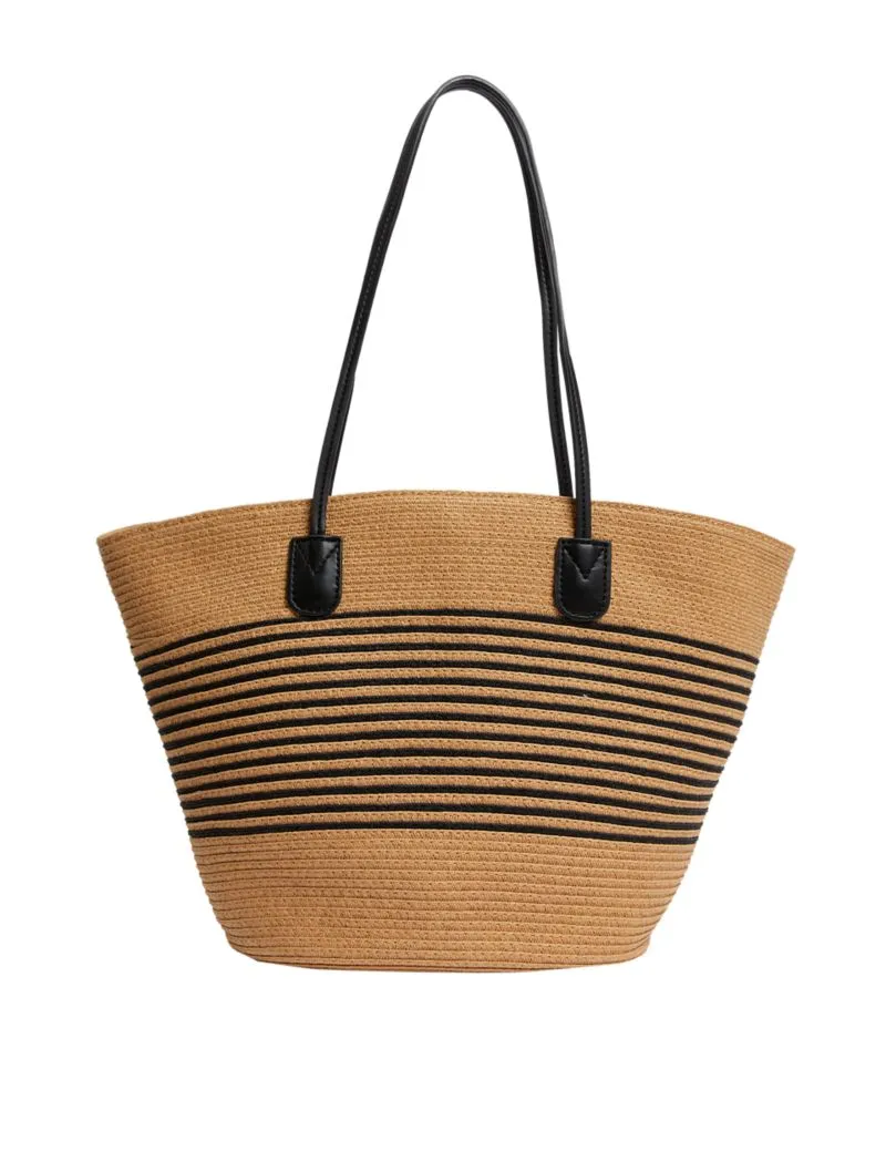 Straw Striped Tote Bag