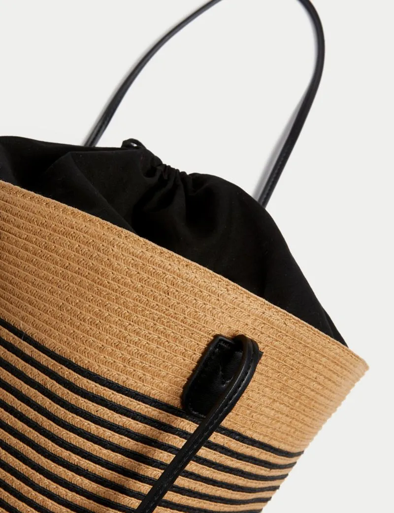 Straw Striped Tote Bag