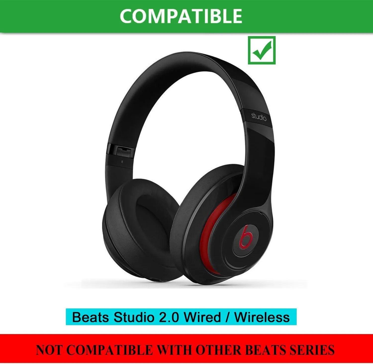 Studio 2/3 Replacement Earpads - JECOBB Ear Pads Cushion with Protein Leather & Memory Foam for Beats Studio 2.0 Wired/Wireless Studio 3.0 Over-Ear Headphones by Dr. Dre ONLY (Khaki)