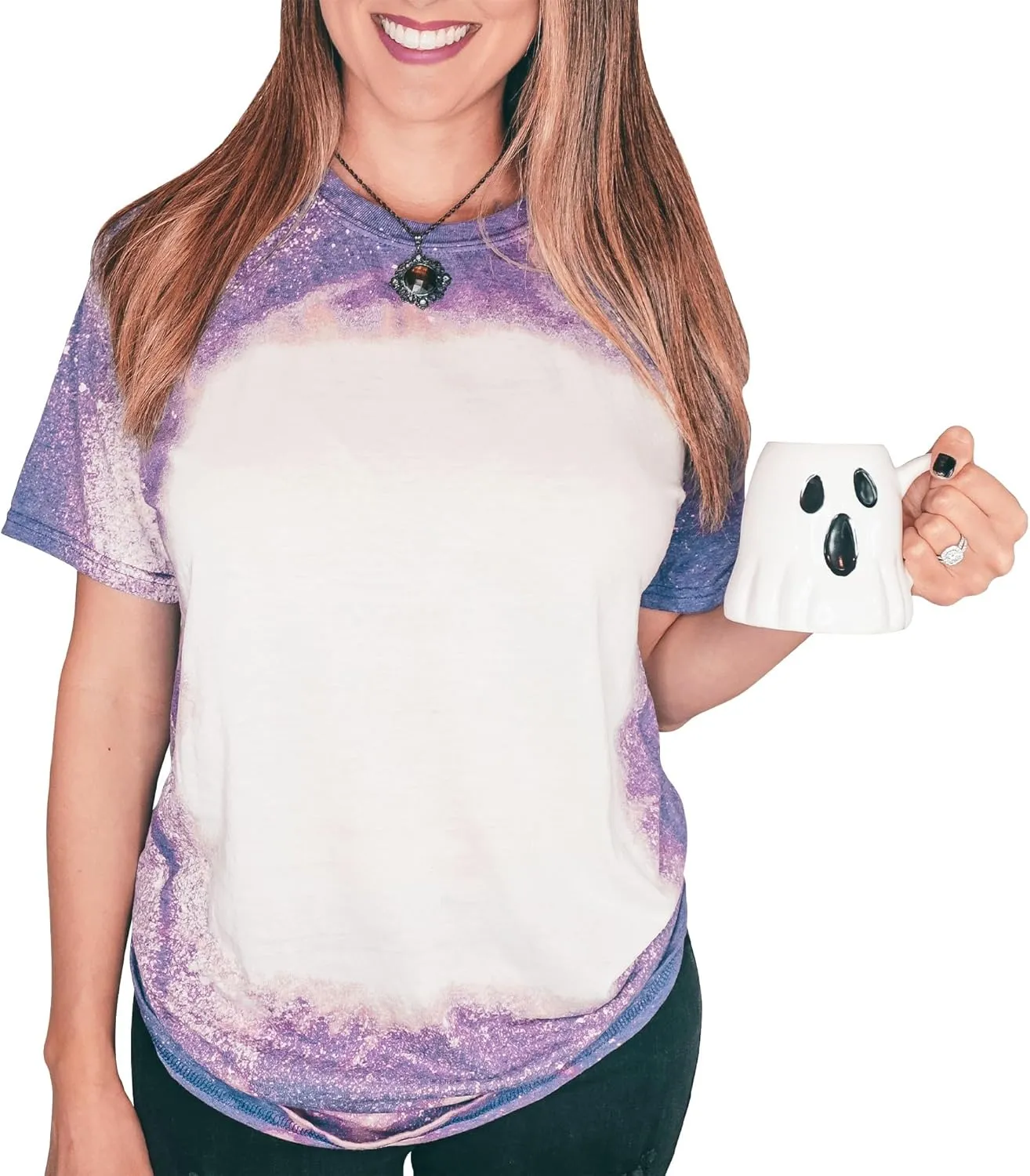T Shirt Blanks Sublimation Bleached T-Shirt for Women Top Bulk Graphic Tees Comfy Trendy