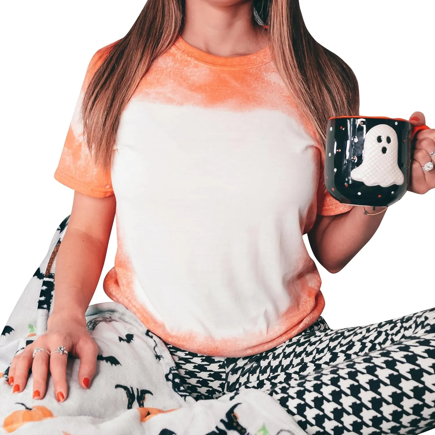 T Shirt Blanks Sublimation Bleached T-Shirt for Women Top Bulk Graphic Tees Comfy Trendy