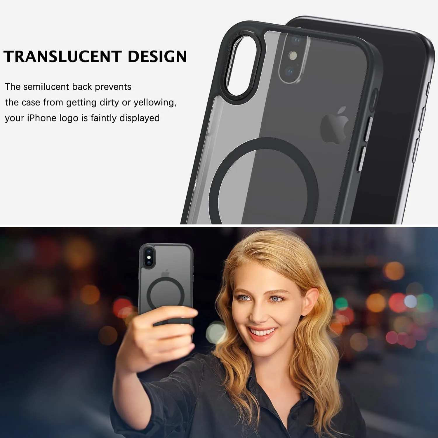 Telaso for iPhone X Case, iPhone Xs Phone Case Compatible with Magsafe Wireless Charging Translucent Matte Back Slim Shockproof Anti-Scratch Anti-Yellow Protective Magnetic for iPhone X/XS Case, Black