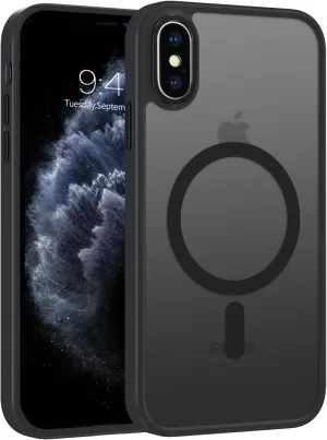 Telaso for iPhone X Case, iPhone Xs Phone Case Compatible with Magsafe Wireless Charging Translucent Matte Back Slim Shockproof Anti-Scratch Anti-Yellow Protective Magnetic for iPhone X/XS Case, Black