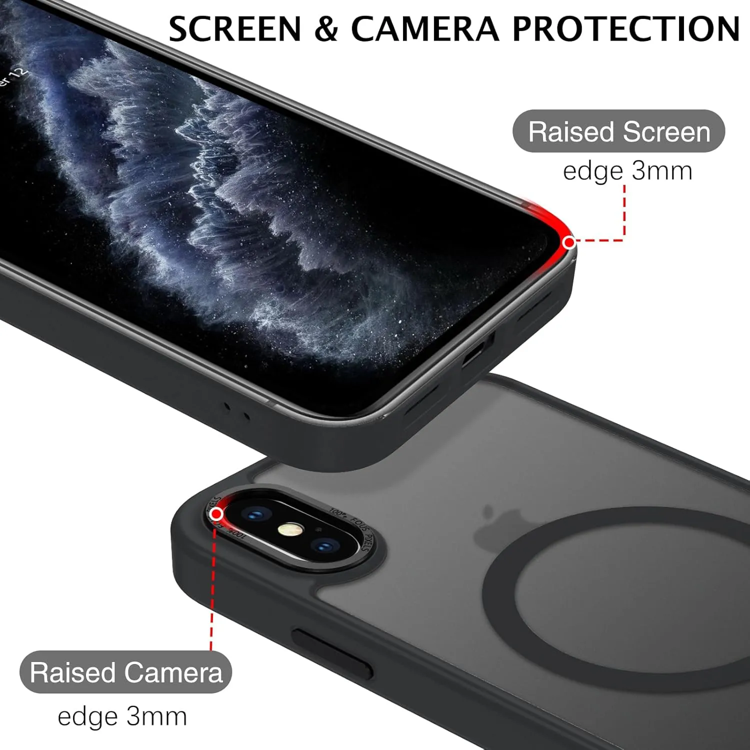 Telaso for iPhone X Case, iPhone Xs Phone Case Compatible with Magsafe Wireless Charging Translucent Matte Back Slim Shockproof Anti-Scratch Anti-Yellow Protective Magnetic for iPhone X/XS Case, Black