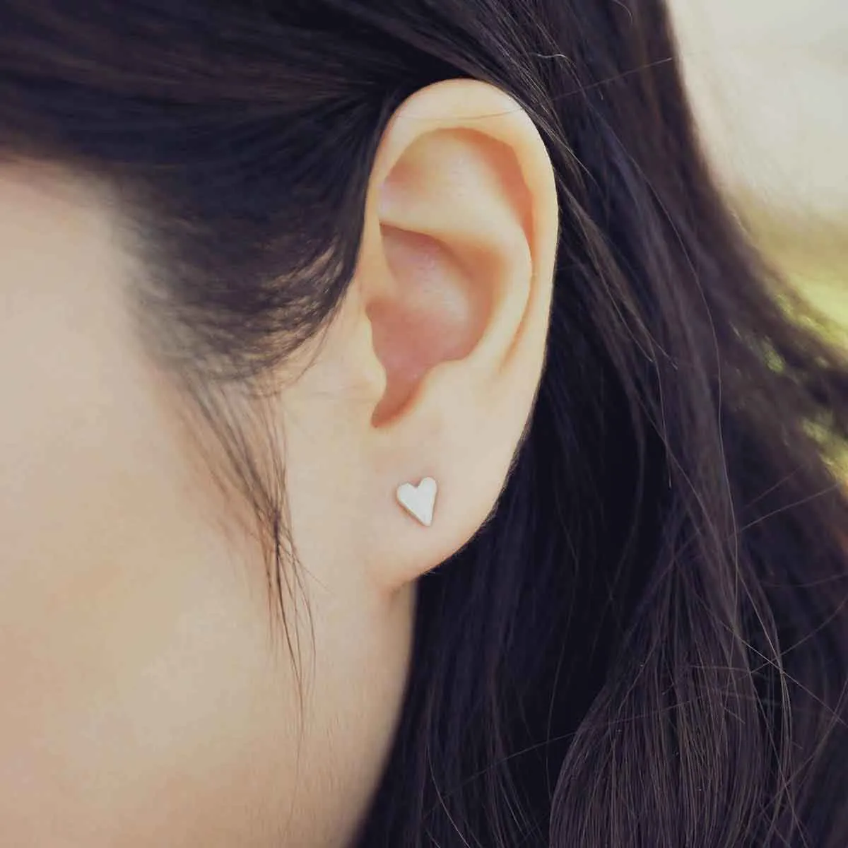 Tiny Heart Stud Earrings {Sterling Silver}