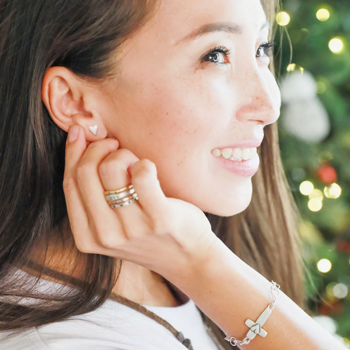 Tiny Heart Stud Earrings {Sterling Silver}