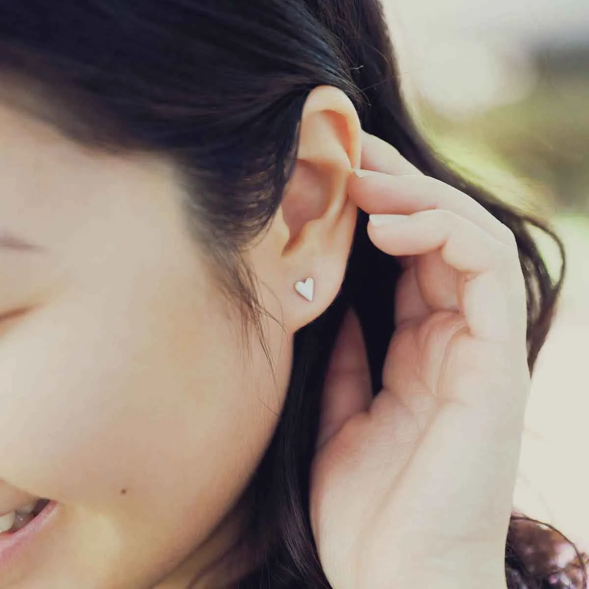 Tiny Heart Stud Earrings {Sterling Silver}
