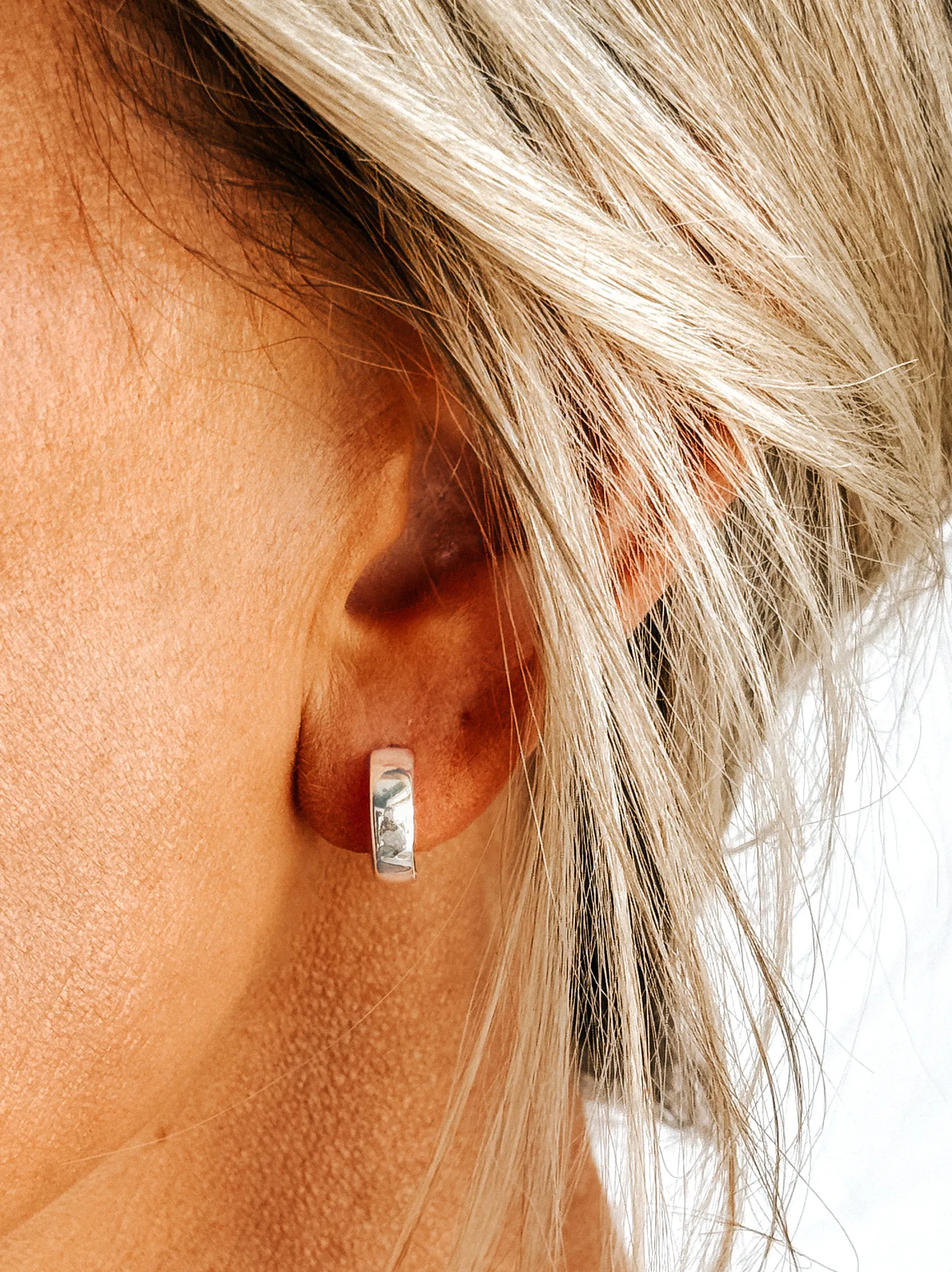 Tiny Wide Huggie Hoop Earrings