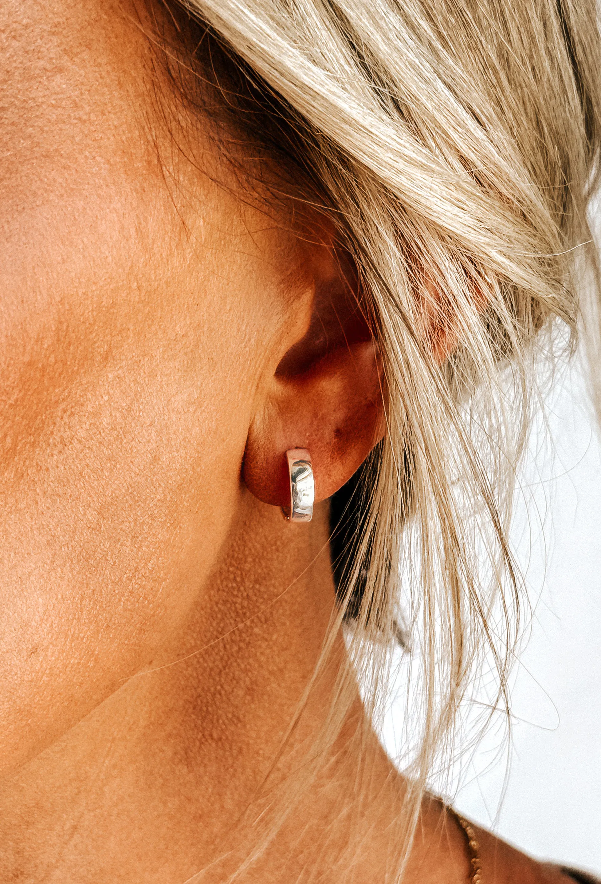 Tiny Wide Huggie Hoop Earrings