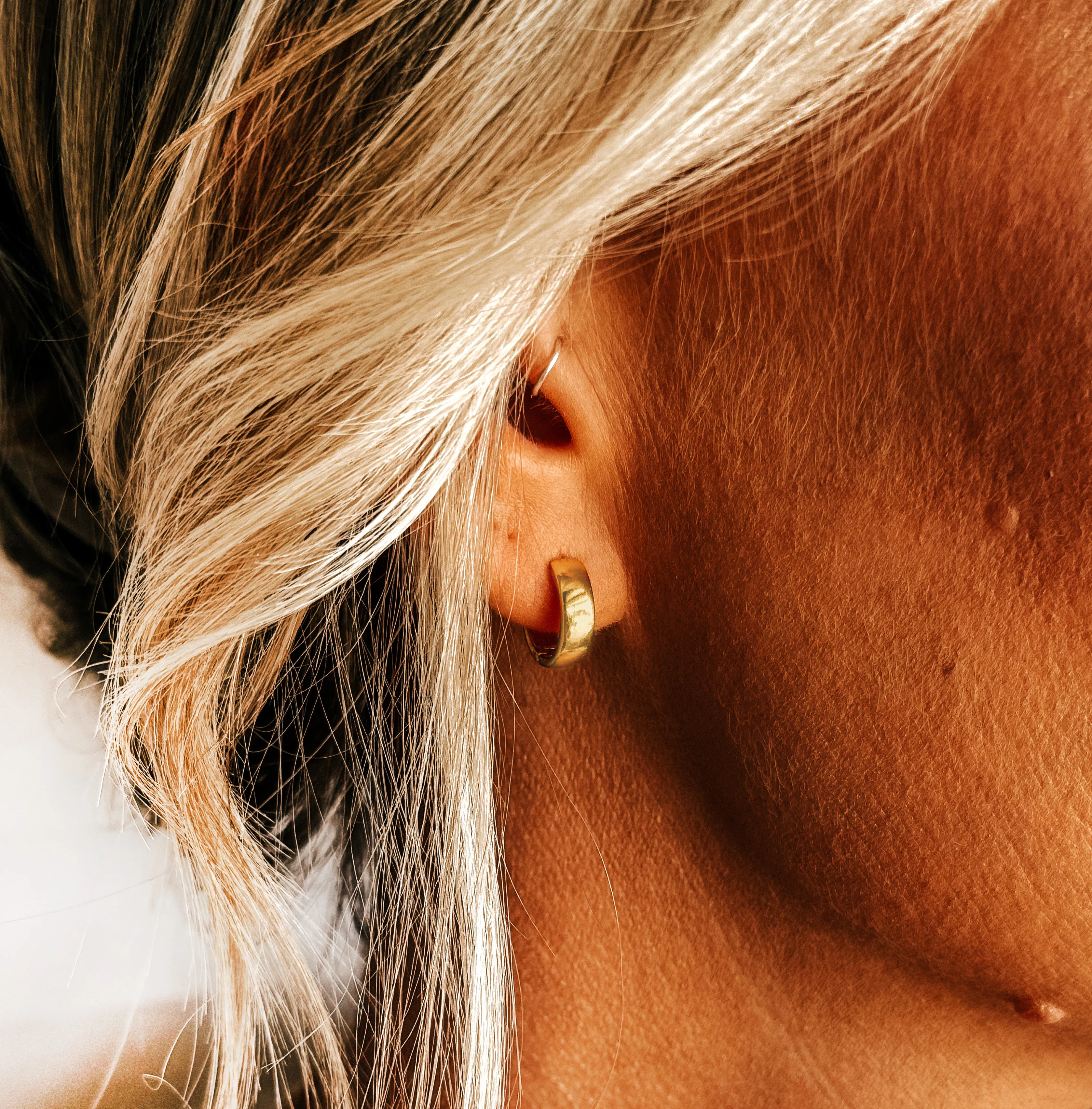 Tiny Wide Huggie Hoop Earrings