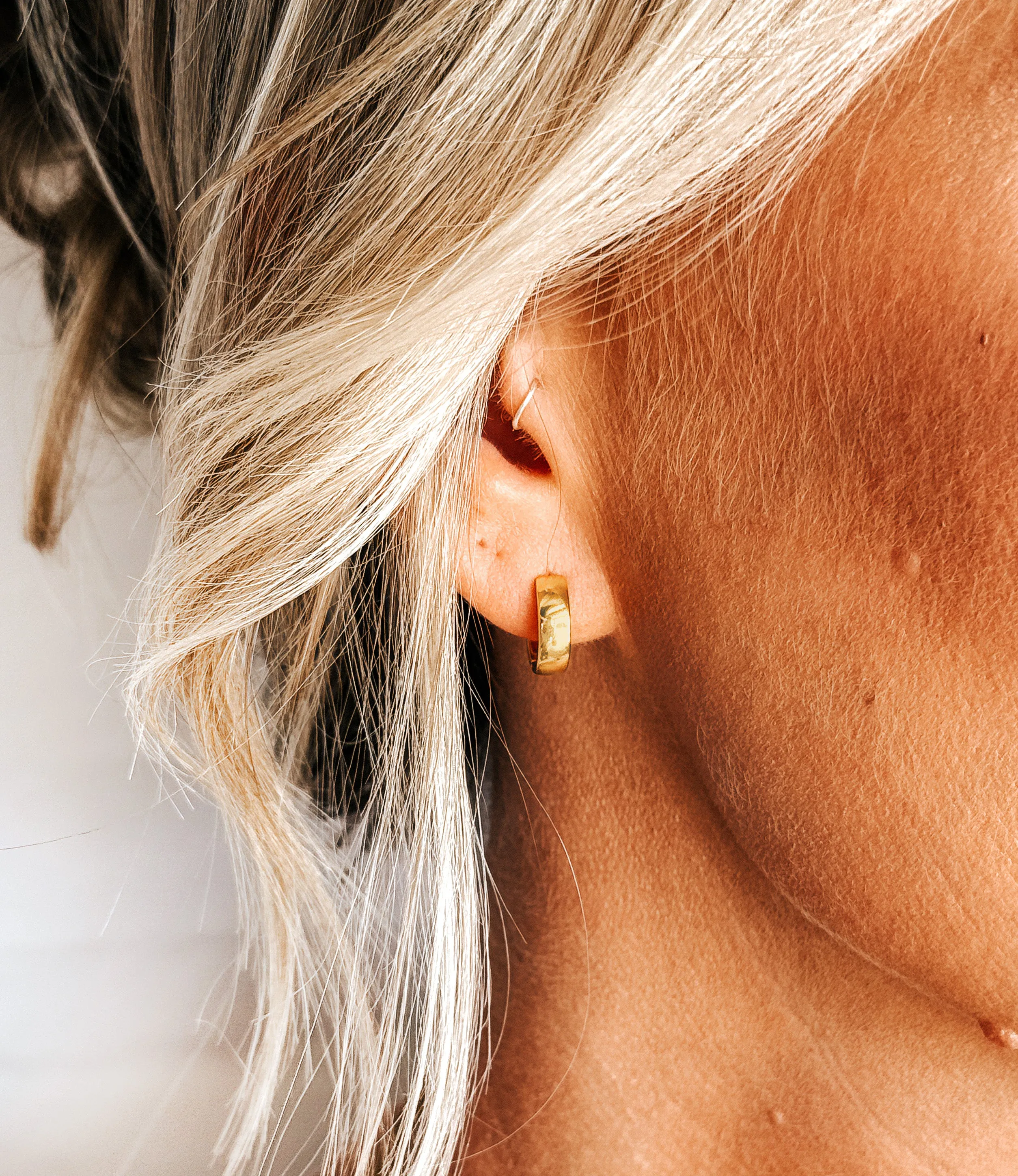 Tiny Wide Huggie Hoop Earrings