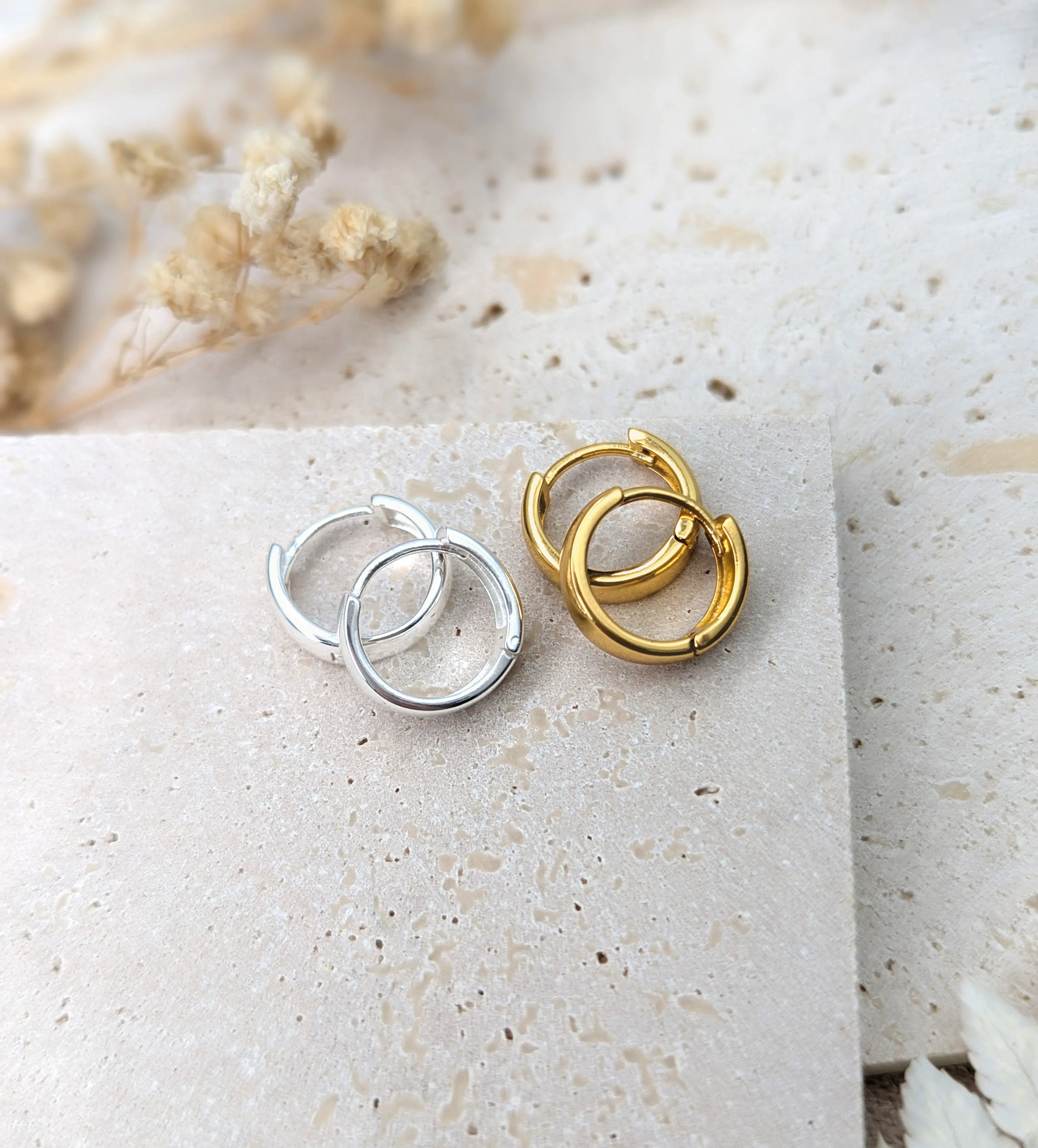 Tiny Wide Huggie Hoop Earrings