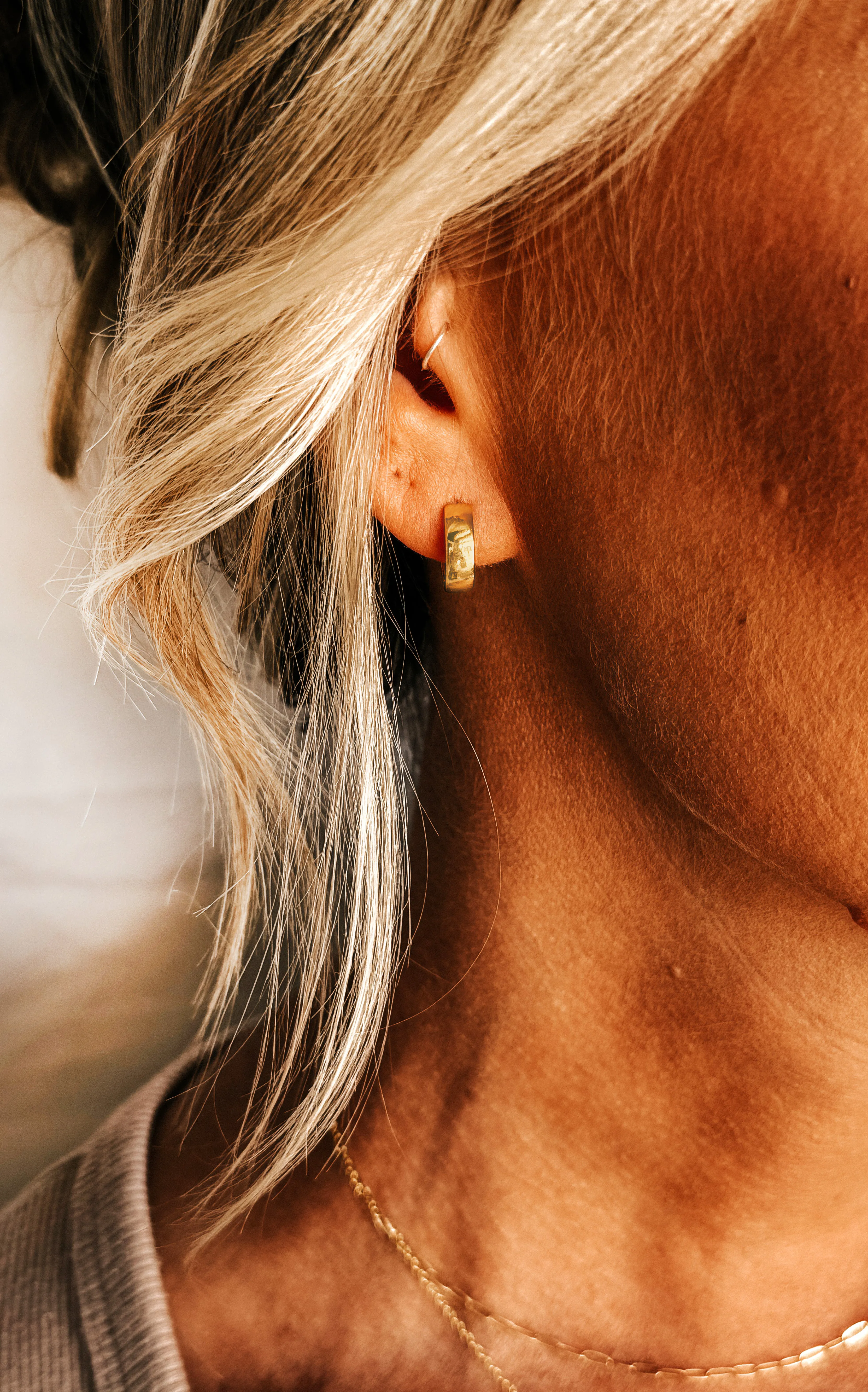 Tiny Wide Huggie Hoop Earrings