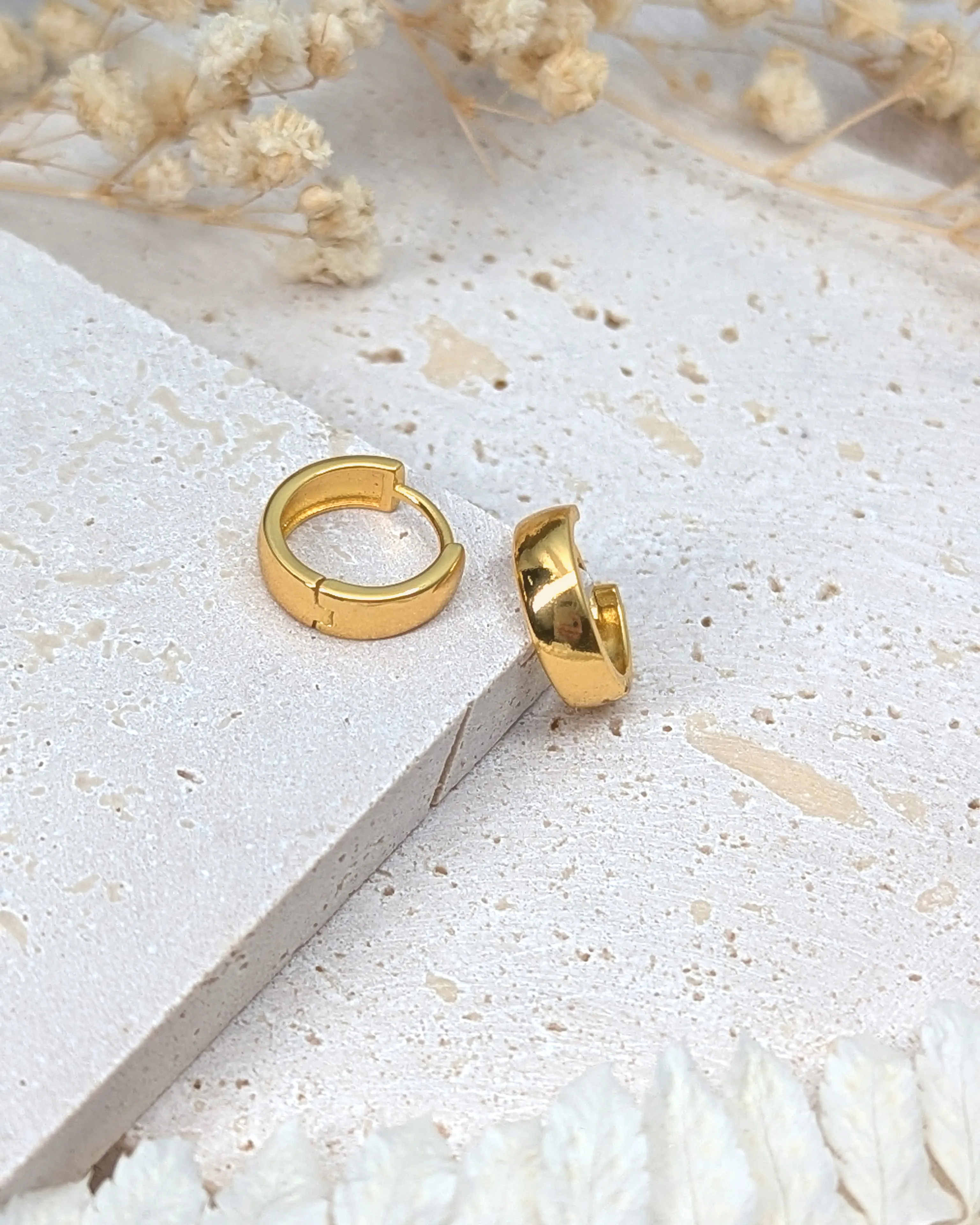 Tiny Wide Huggie Hoop Earrings